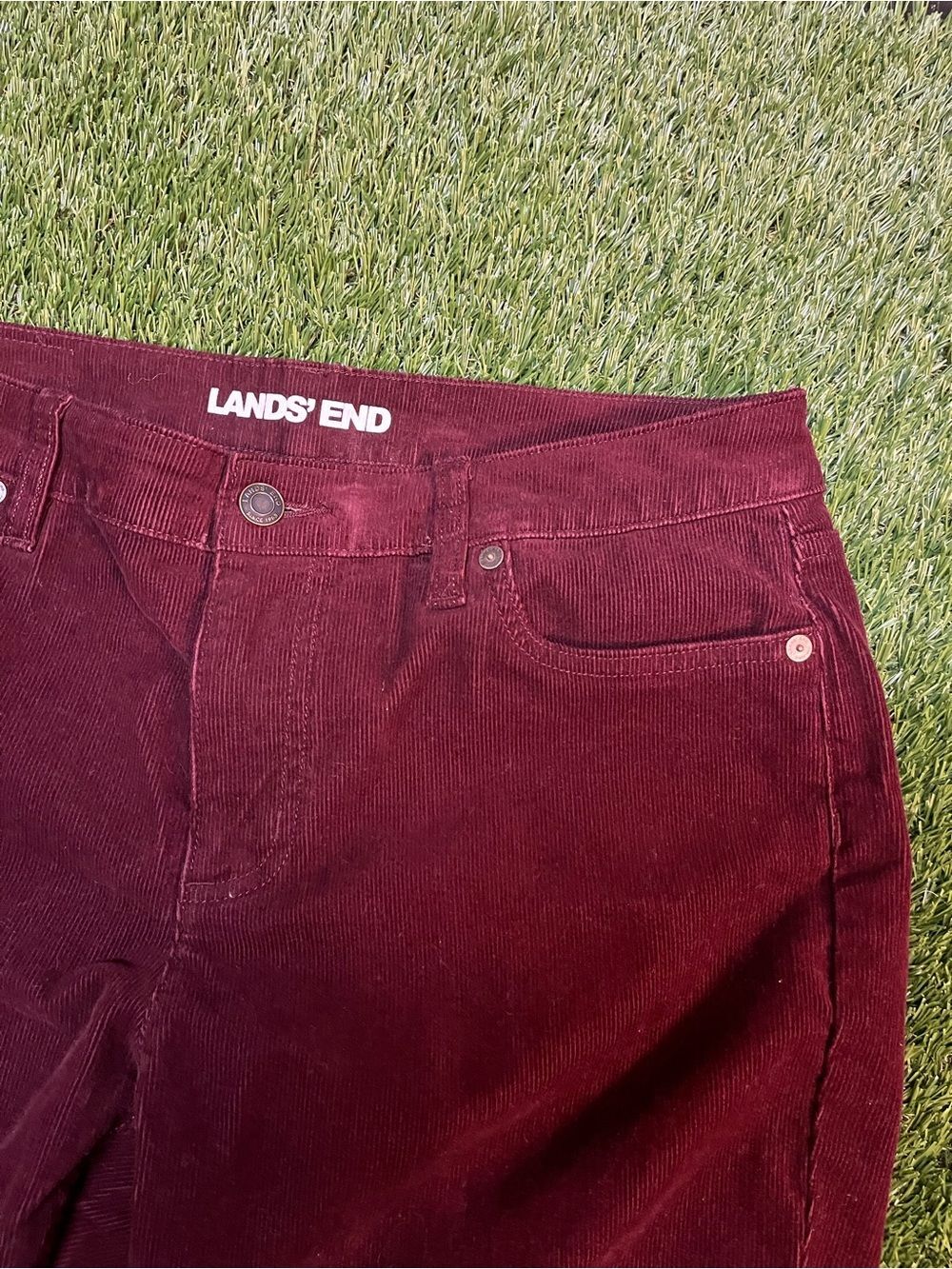 Land’s End Burgundy Corduroy Mid-rise Bootcut Women’s Size 10